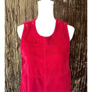 VTG Red Corduroy Cotton Maxi Dress Womens 14 Fall/Christmas